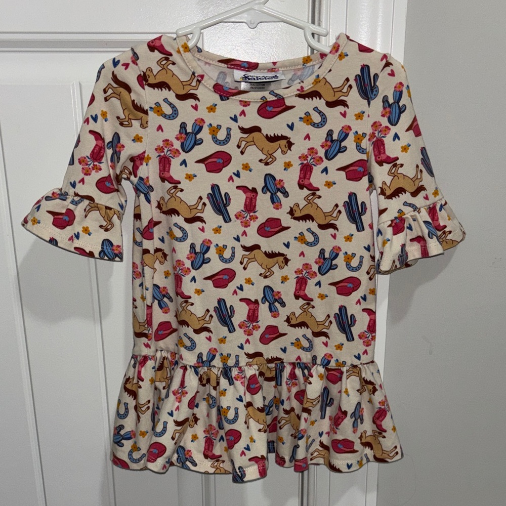 Cowgirl Ruffle Sleeve Kids Top/Dress